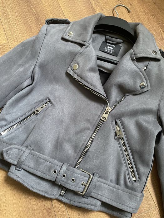 Велурено сиво късо яке Bershka