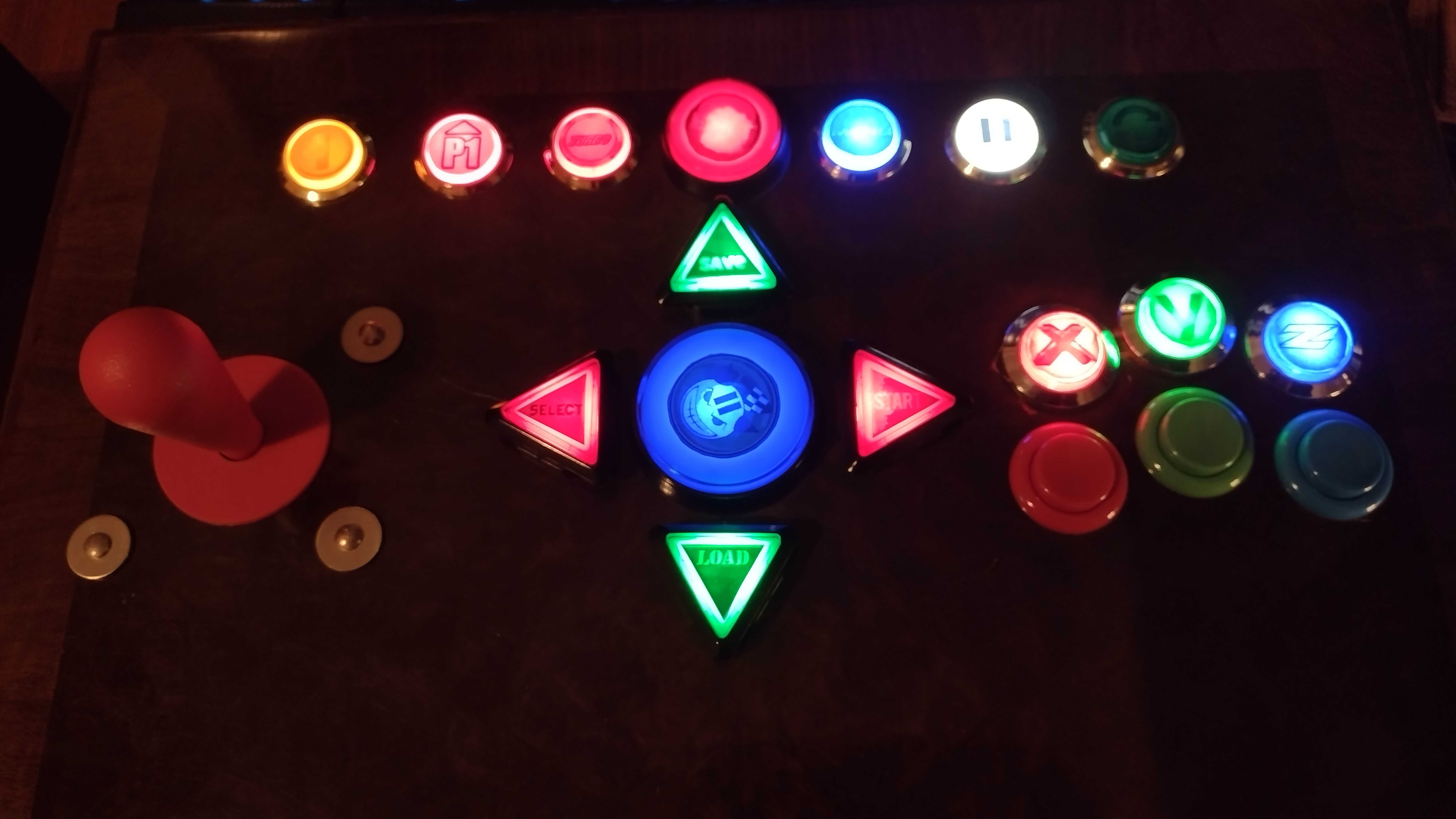 Arcade Stick-LED-Custom 18 butoane-8way I-PAC2 board, Cherry switches