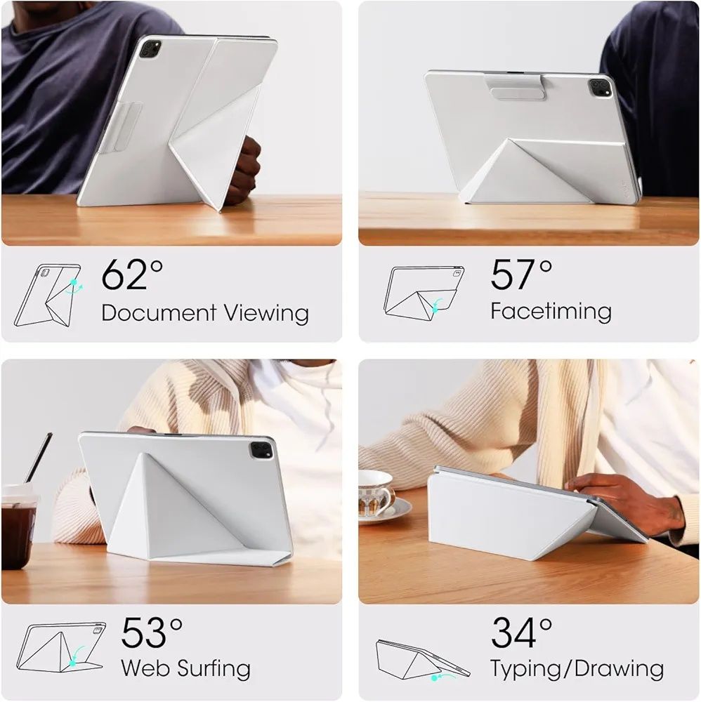 PITAKA бял калъф Folio за iPad Pro 13” 2024, магнитна стойка MagEZ