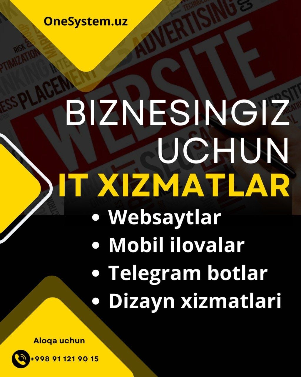 Sayt yaratish, Website yaratish/Mobile ilova yaratish/Telegram botlar