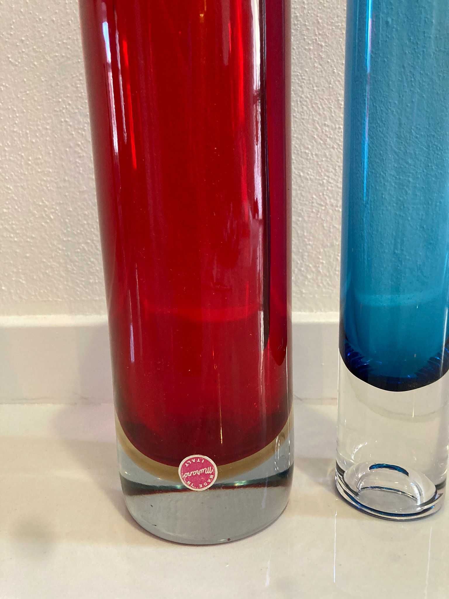 Vaze Murano Venini rosu si albastru