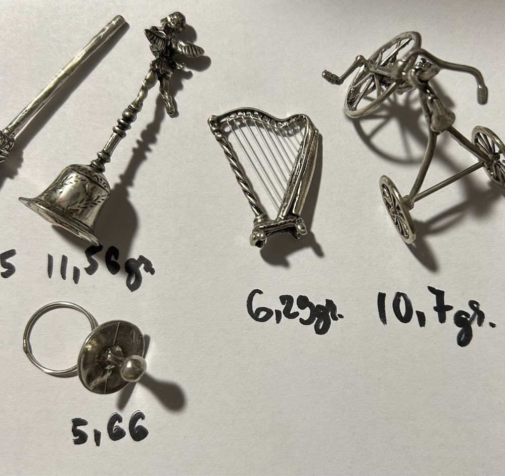 Obiecte de argint miniaturi  800  925 tavita medalioane butoni