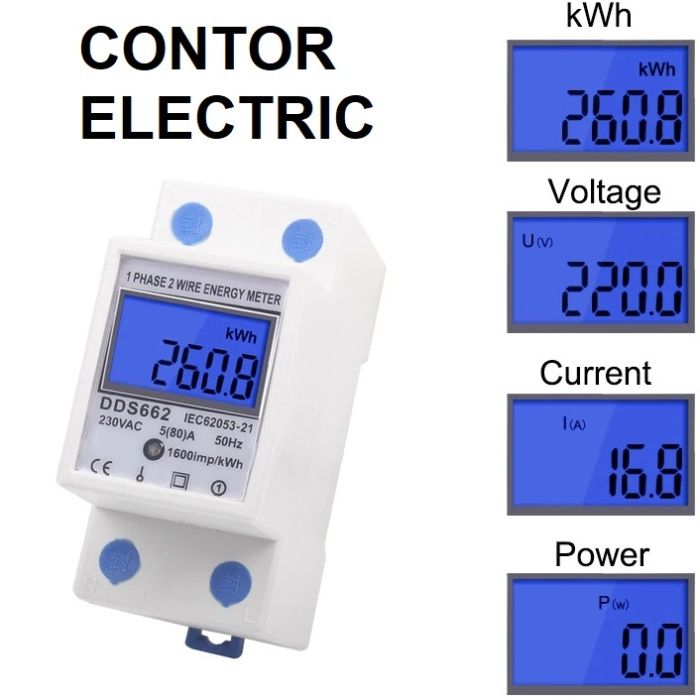 CONTOR ELECTRIC monofazat pe sina LUMINA cu afisaj SMART digital pret