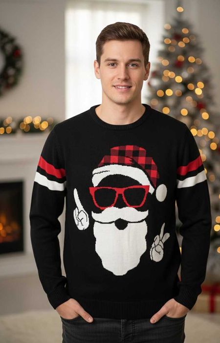 Мъжки зимен пуловер с коледен мотив