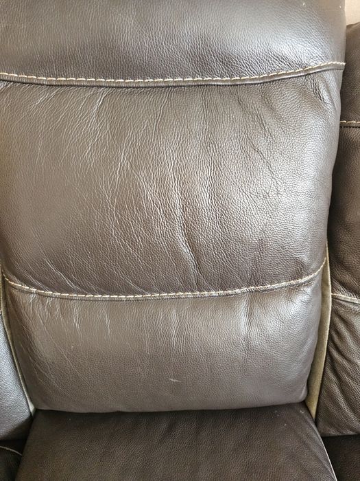 Тройка диван с релакс механизми естествена кожа