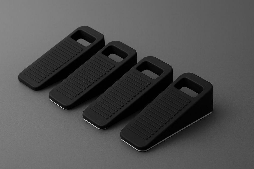 Set 4 opritoare de ușă flexibile – antiderapante, negre