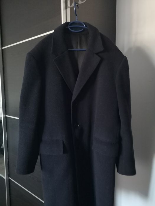 Palton barbati din stofa lana 100%, bleumarin inchis, marimea L/XL