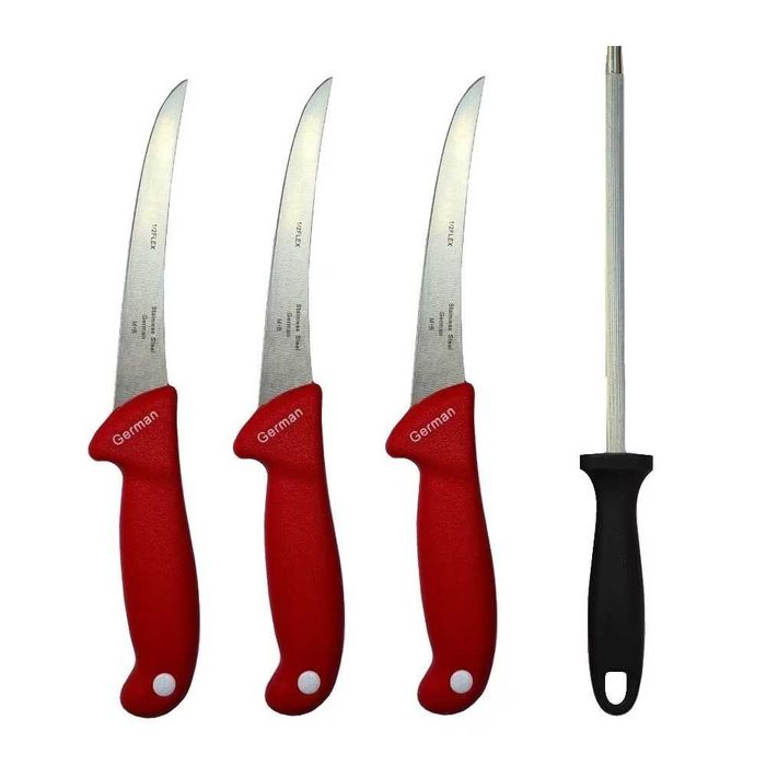 Set Profesional Macelarie 3 Cutite Dezosat Gold + Masat Rotund 20 cm