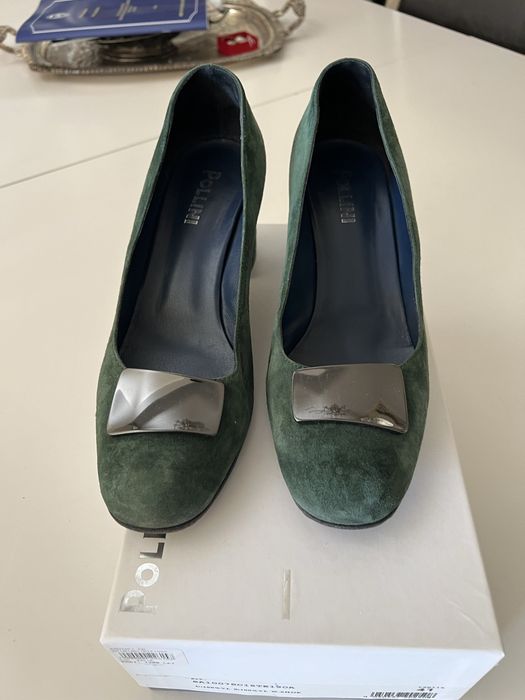 Pantofi Polini piele intoarsa verde Polini