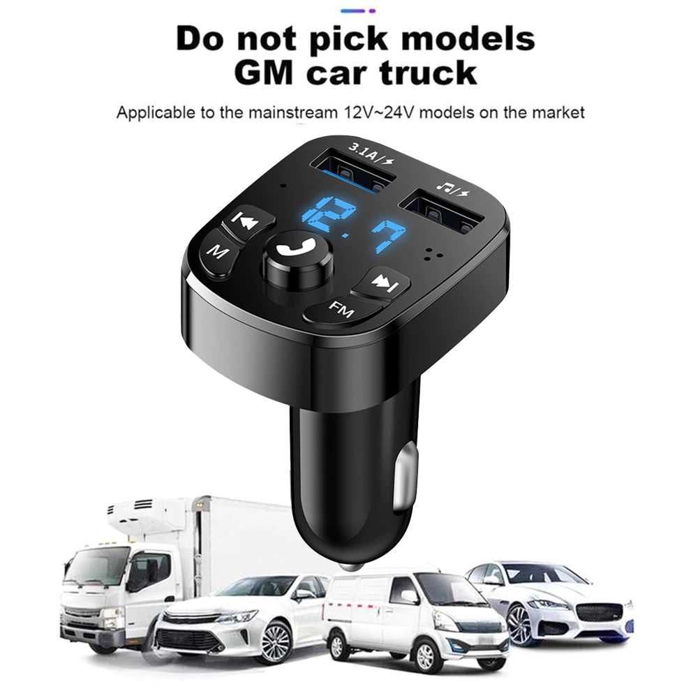 Блутут FM трансмитер Kebidu, Волтметър 2USB заряднo GSM Bluetooth Car