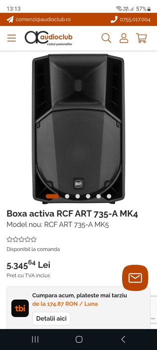 Boxe active RCF 735A  cu huse  fixe