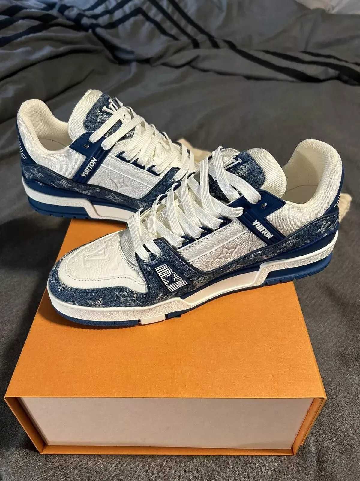 Adidasi Louis Vuitton Trainers White BLue Denim