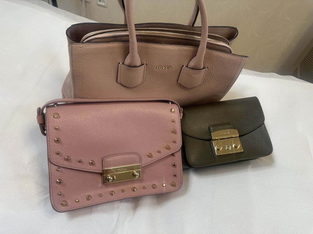 Чанти Фурла Чанта Furla Като Нова Естествена Кожа Страхотен Цвят