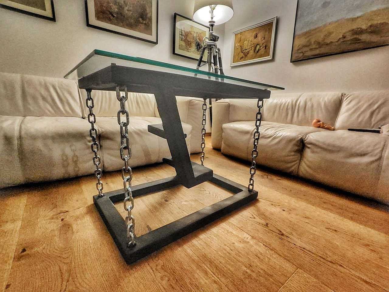 Masa de cafea din metal și sticlă.Tensegrity Table Steel & Glass