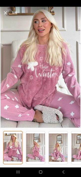 Pijama de pluș damă roz, mărimea XL, Nouă cu etichetă