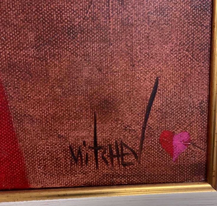 Петър Мичев Педро, маслена картина - Дамата с черешката