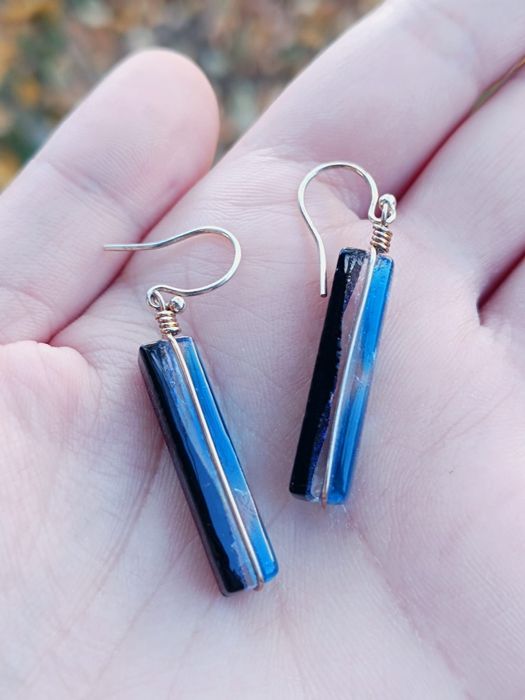 Cercei artizanali din sticla dichroica, Alaska, argint 925