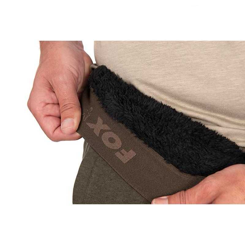 Долнище с подплата от шерпа Fox Collection Sherpa Joggers Green Black