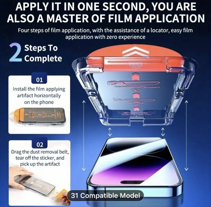  Folie de sticla / 15 Pro Max / Privacy Glass / Easy Install