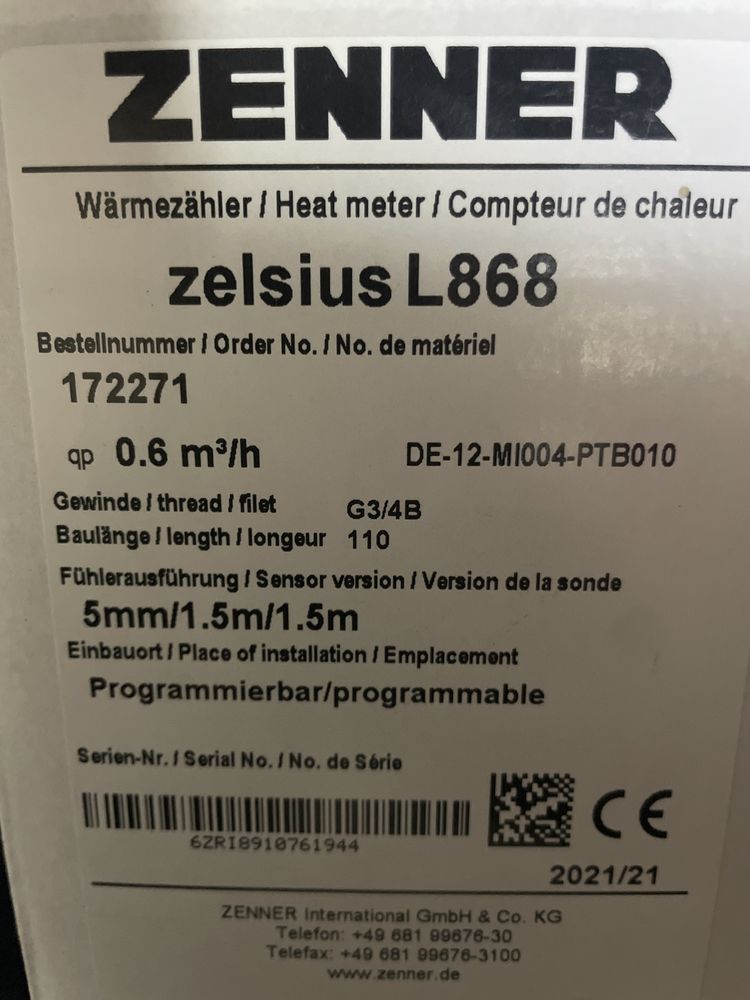 Contor energie termica Zenner Zelsius L868