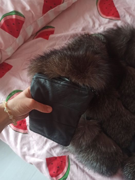 Късо палто от естествен косъм + кожа