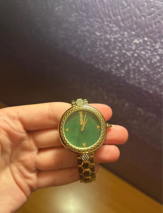 Ceas Just Cavalli auriu cu cadran verde