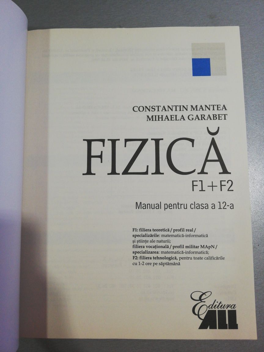 Manual fizica clasa 12 F1+F2