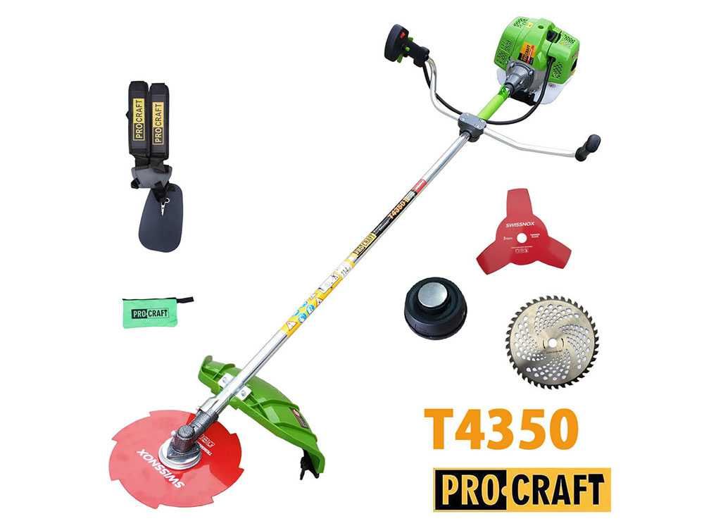 Моторна коса PROCRAFT T4350, 1.9 к.с., 25.5 - 41.5см, 3 ножа