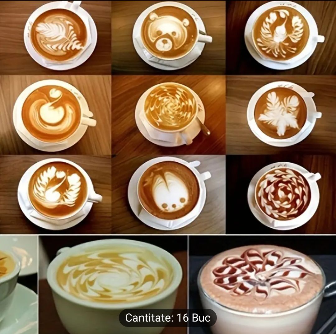 Forme cafea pentru decor 16 bucăți , ornamente cappuccino cafea late
