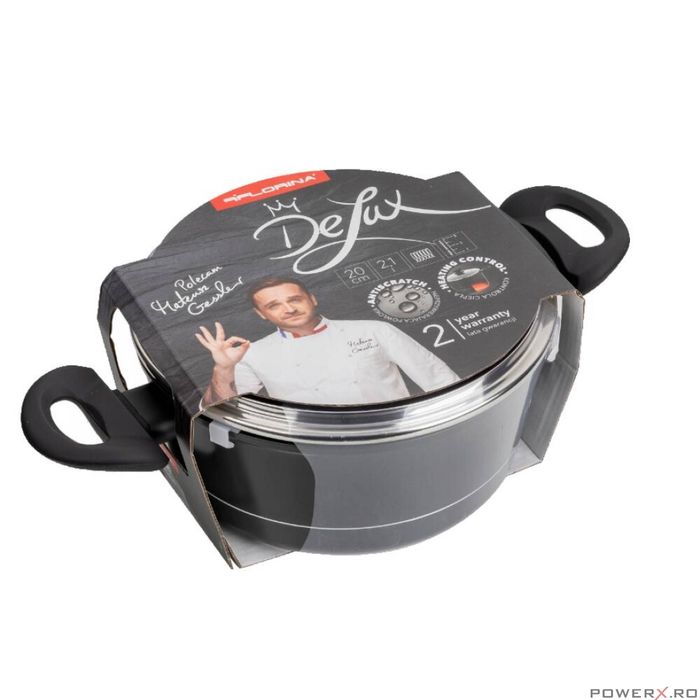 Oala din aluminiu forjat, cu capac, 20cm, 2, 1L, invelis antiaderent