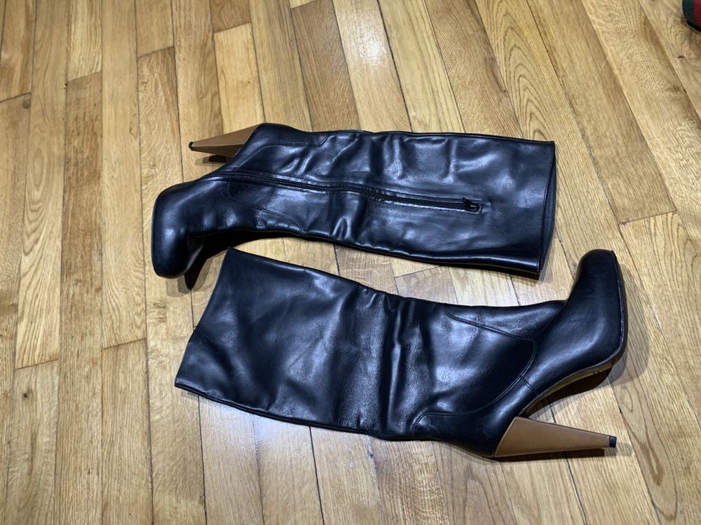 Cizme Zara negre piele paltforma 39