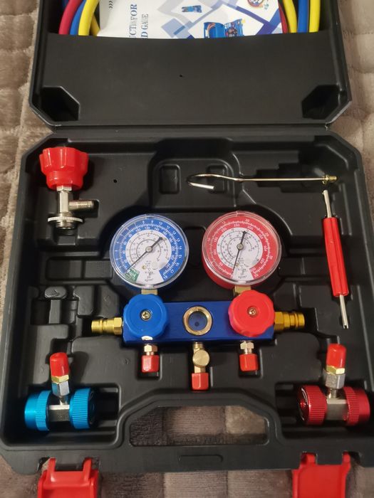 Trusa Set baterie manometre clima auto, Freon/AC R-134a R404a