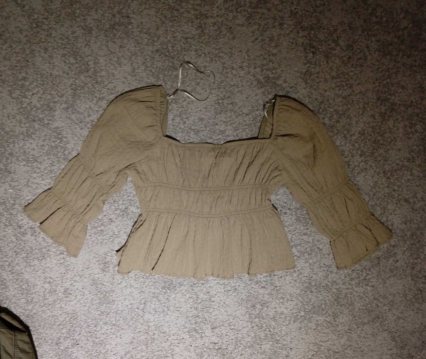 Блузка женская, оливкового цвета, бохо