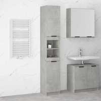 vidaXL Шкаф за баня, бетонно сив, 32x34x188,5 см, инженерно дърво 8113