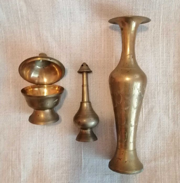 Хаванче, ваза, чайник, преспапие от месинг и бронз