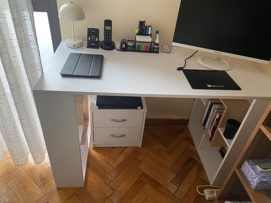 Birou lemn/pal melaminat alb