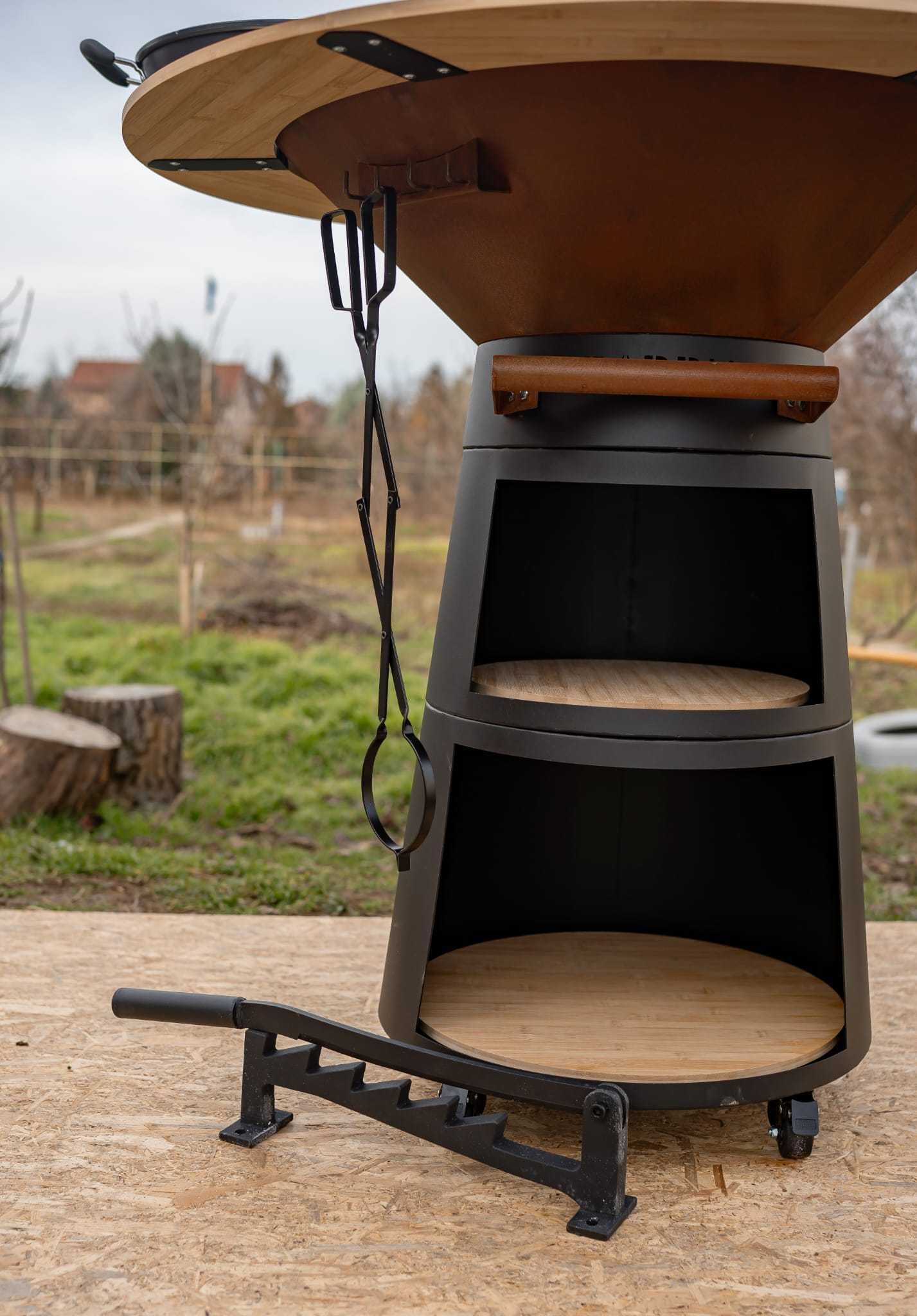 Gratar rotund cu plita inox / baza , cuva Corten