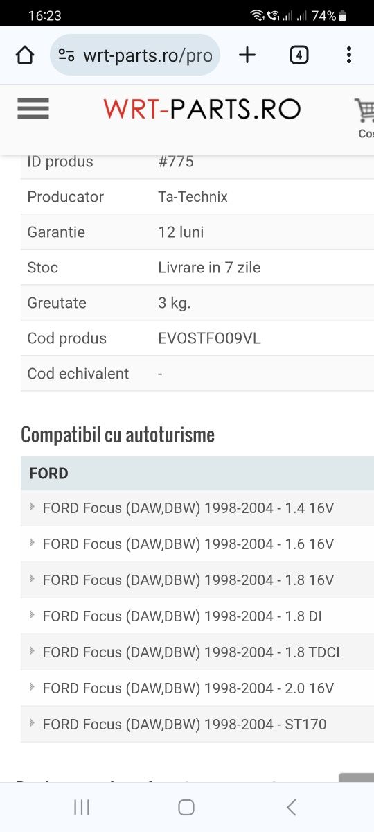 Amortizoare sport bitubulare Ford focus 98-2004 sigilate