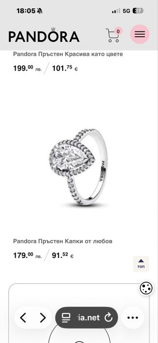 Pandora пръстен Капки от любов