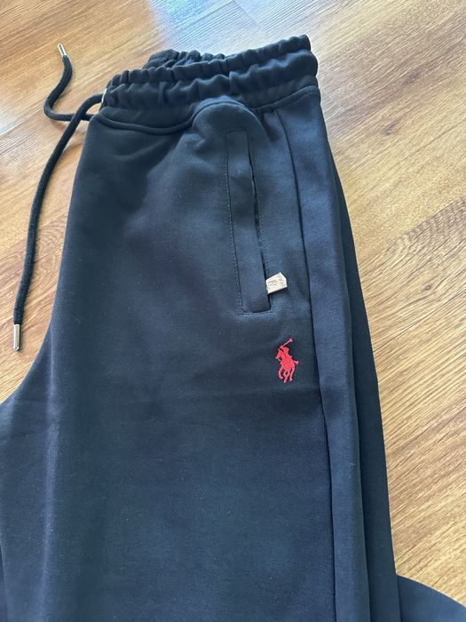 Мъжки,памучен,черен екип Ralph Polo с бродирано лого и ципове на джобо