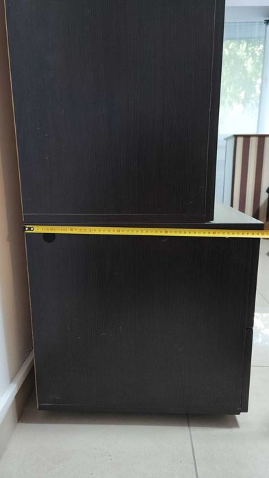 Vand mobilă living modulară negru + crem, cu un corp separat, H=200 cm