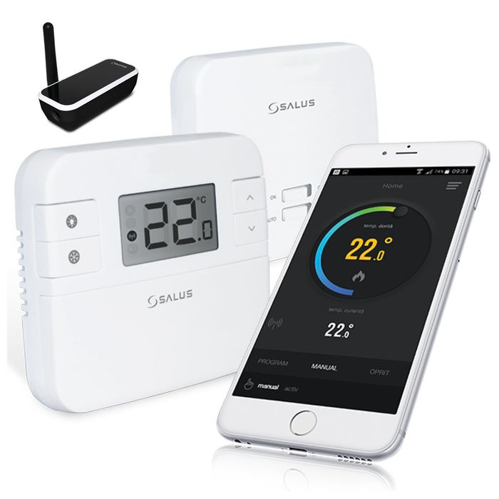 Termostat ambiental Salus RT310i, controlat prin internet