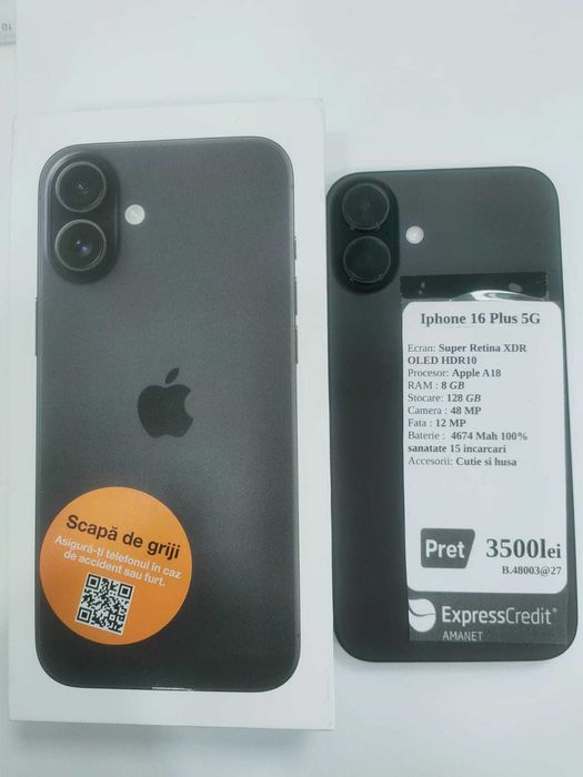 Iphone 16 Plus 128Gb 100% Bateria (ECA27 b.48003) Garantie 2 Ani
