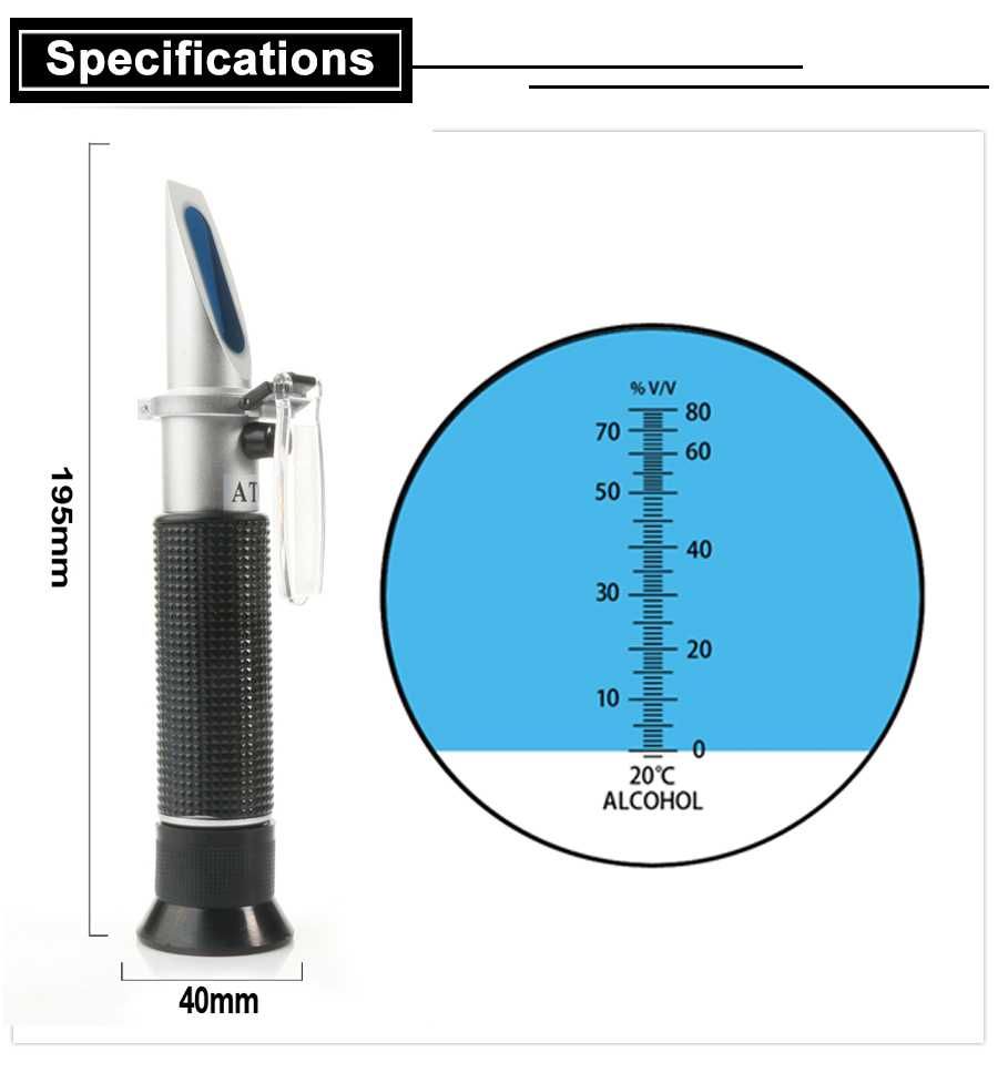 Refractometru pentru alcool tuica /palinca / 0 - 80 vol