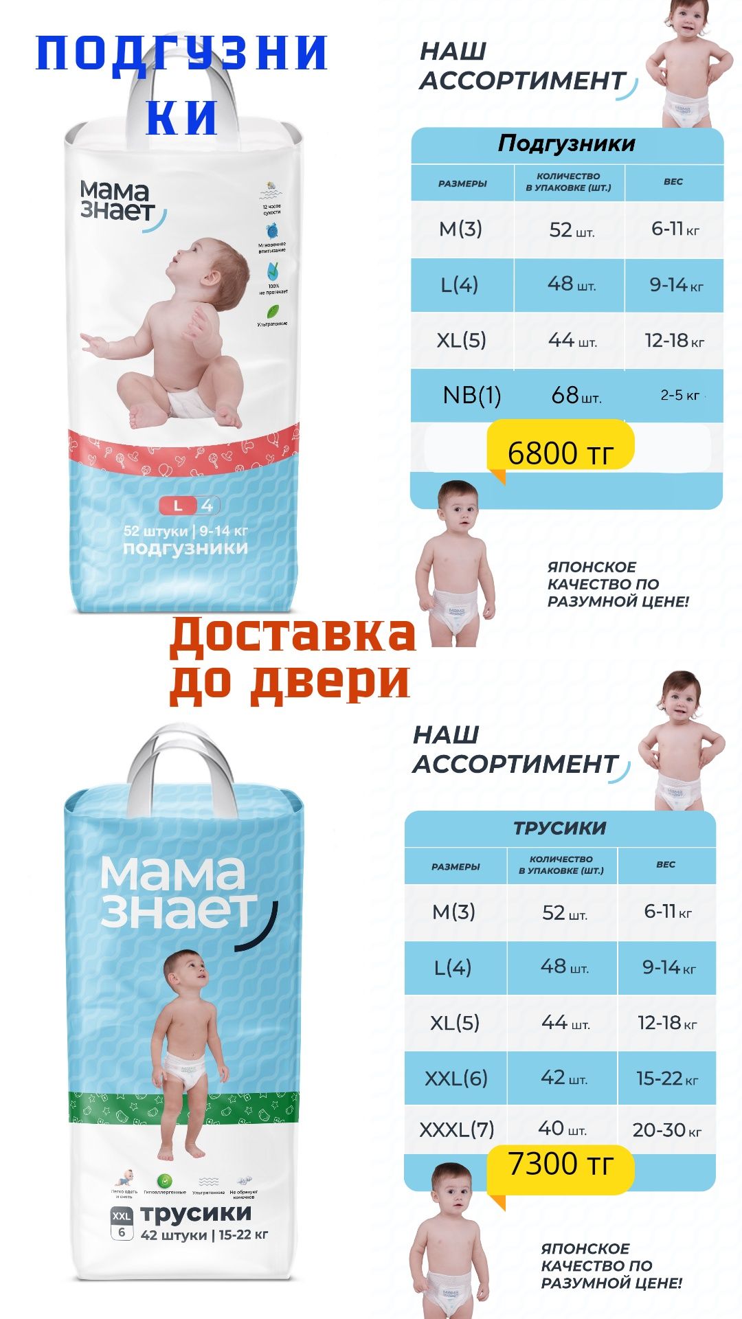 Подгузники MAMA Знает ,Şa порошок,чудо мыло,Taç порршок