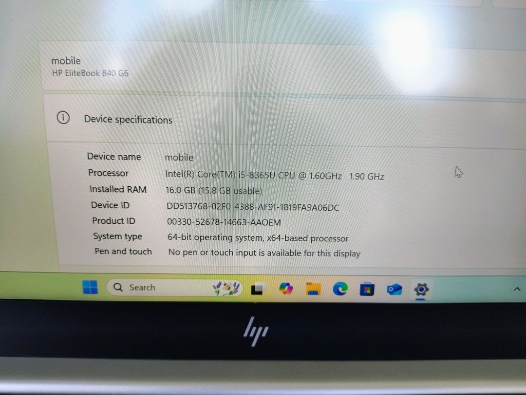 HP Elitebook 840 G6,i5-8365U,16GB-DDR4,512 GB-SSD NVMe,Windows 11 pro