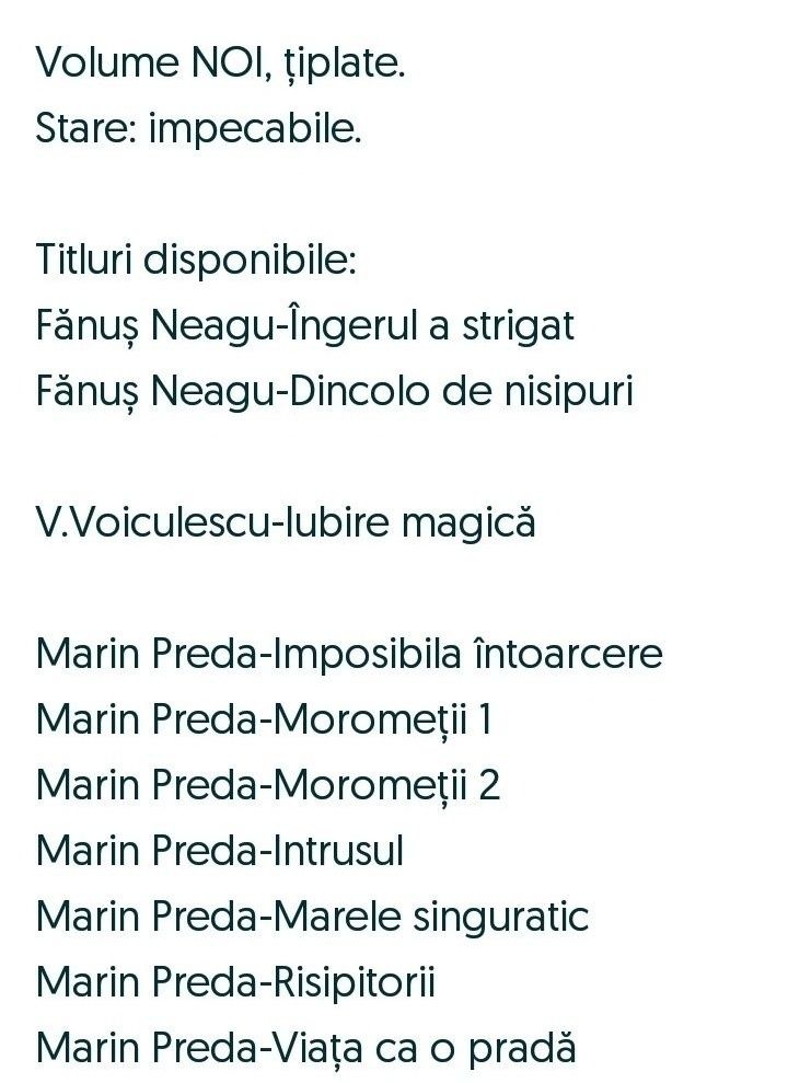 Cărți de Ion Creangă, Mircea Eliade, Marin Preda. Volume NOI