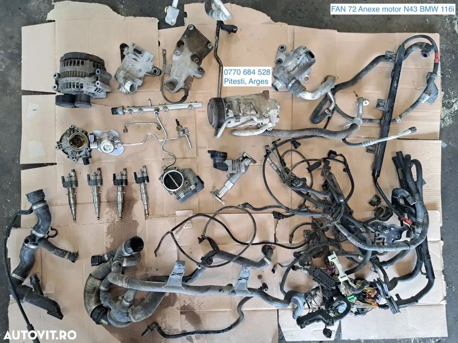 Anexe motor N43 bmw 116i alternator rampa injectoare injectoare pompa vacuum pompa inalta presiune clapeta acceleratie compresor pompa apa instalatie electrica motor