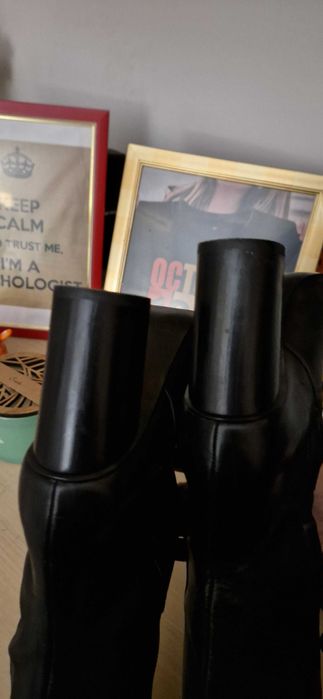 Cizme negre lungi, cu toc gros piele naturala Nine West Nr. 36-36,5