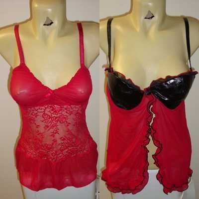 Lenjerie pijama rochița dantelă roșie, noi, Dragobete, Sf Valentin